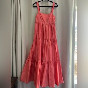 J. Crew NWT Coral Taffeta Tiered Maxi Dress, Side Zip, Lined, Machine Washable